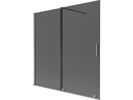 MEXEN/S - Velar dvoukřídlá posuvná vanová zástěna 160 x 150 cm, grafit, grafit metal 896-160-000-41-95