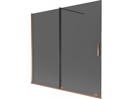 MEXEN/S - Velar dvoukřídlá posuvná vanová zástěna 170 x 150 cm, grafit, růžové zlato 896-170-000-41-60