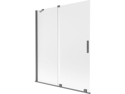 MEXEN/S - Velar dvoukřídlá posuvná vanová zástěna 140 x 150 cm, dekor, grafit metal 896-140-000-31-95