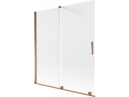 MEXEN/S - Velar dvoukřídlá posuvná vanová zástěna 150 x 150 cm, dekor, růžové zlato 896-150-000-31-60