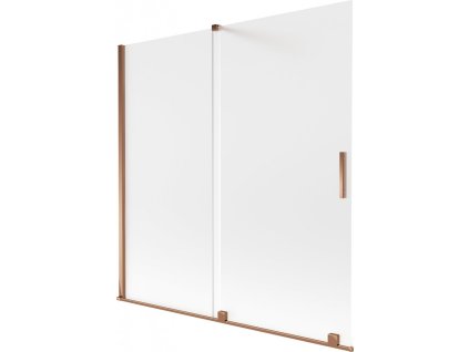MEXEN/S - Velar dvoukřídlá posuvná vanová zástěna 160 x 150 cm, dekor, růžové zlato 896-160-000-31-60