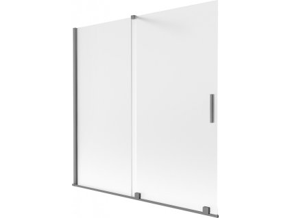MEXEN/S - Velar dvoukřídlá posuvná vanová zástěna 160 x 150 cm, dekor, grafit metal 896-160-000-31-95