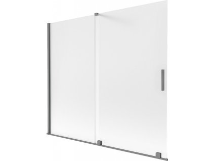 MEXEN/S - Velar dvoukřídlá posuvná vanová zástěna 180 x 150 cm, dekor, grafit metal 896-180-000-31-95