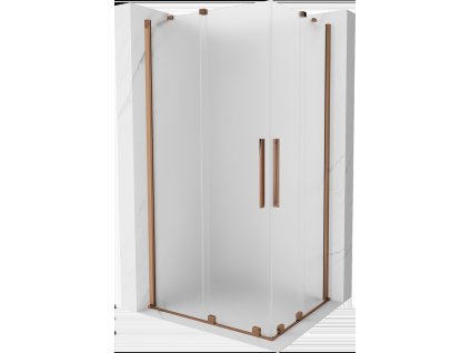 MEXEN/S - Velar Duo sprchový kout, posuvné dveře 90 x 80 cm, dekor, růžové zlato 871-090-080-32-60