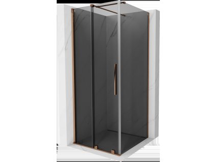 MEXEN/S - Velar sprchový kout, posuvné dveře 90 x 90 cm, grafit, růžové zlato 871-090-090-41-60