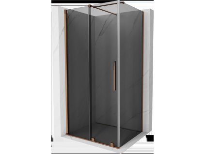MEXEN/S - Velar sprchový kout, posuvné dveře 90 x 110 cm, grafit, růžové zlato 871-090-110-41-60