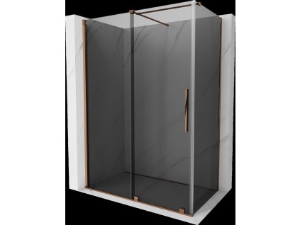 MEXEN/S - Velar sprchový kout, posuvné dveře 130 x 75 cm, grafit, růžové zlato 871-130-075-41-60