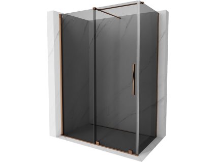 MEXEN/S - Velar sprchový kout, posuvné dveře 140 x 85 cm, grafit, růžové zlato 871-140-085-41-60