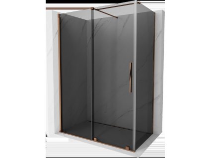 MEXEN/S - Velar sprchový kout, posuvné dveře 150 x 70 cm, grafit, růžové zlato 871-150-070-41-60