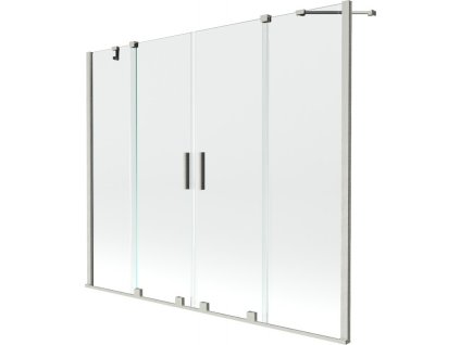 MEXEN/S - Velar Duo dvoukřídlá posuvná vanová zástěna 170 x 150 cm, transparent, nikl kartáčovaný 896-170-000-02-97