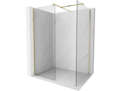 MEXEN/S - Kioto Sprchová zástěna WALK-IN 90 x 85 cm, transparent, zlatá kartáčovaná 800-090-202-55-00-085