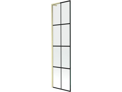 MEXEN/S - Next L vanová zástěna FIX 50 x 150 cm, černá vzor, zlatá kartáčovaná 895-050-000-03-77-55