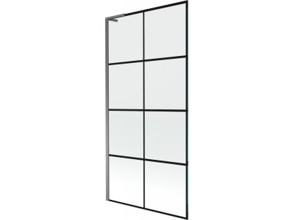 MEXEN/S - Next L vanová zástěna FIX 90 x 150 cm, černá vzor, grafit metal 895-090-000-03-77-95
