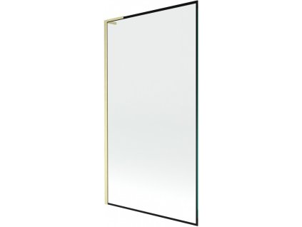 MEXEN/S - Next L vanová zástěna FIX 100 x 150 cm, černá vzor, zlatá kartáčovaná 895-100-000-03-70-55
