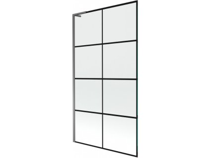 MEXEN/S - Next L vanová zástěna FIX 100 x 150 cm, černá vzor, grafit metal 895-100-000-03-77-95