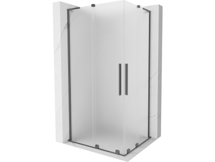 MEXEN/S - Velar L Duo sprchový kout, posuvné dveře 90 x 80 cm, dekor, grafit metal 871-090-080-02-33-95