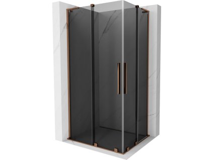 MEXEN/S - Velar L Duo sprchový kout, posuvné dveře 90 x 80 cm, grafit, růžové zlato 871-090-080-02-43-60