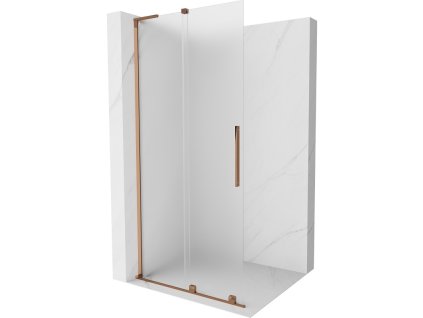 MEXEN/S - Velar L Sprchová zástěna posuvná Walk-in 90 x 200 cm, dekor 8 mm, růžové zlato 871-090-003-33-60