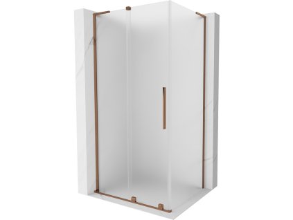 MEXEN/S - Velar L sprchový kout, posuvné dveře 100 x 110 cm, dekor, růžové zlato 871-100-110-33-60