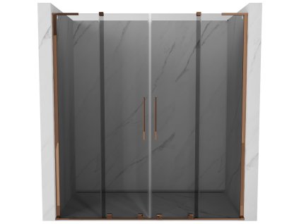 MEXEN/S - Velar L Duo posuvné sprchové dveře 170 cm, grafit, růžové zlato 871-170-003-42-60