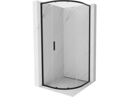 MEXEN/S - Exo čtvrtkruhový posuvný sprchový kout 90 x 90 cm, transparent, černá 8131-090-090-70-00