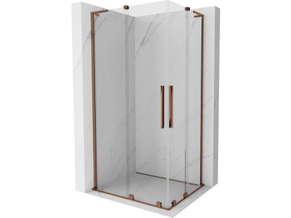 MEXEN/S - Velar L Duo sprchový kout, posuvné dveře 100 x 90 cm, transparent, růžové zlato 871-100-090-02-03-60