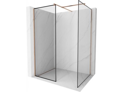 MEXEN/S - Kioto Sprchová zástěna Walk-in 120 x 110 cm, černý vzor, měď kartáčovaná 800-120-202-65-70-110