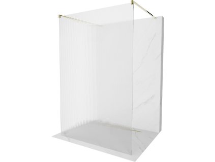 MEXEN/S - Kioto Sprchová zástěna WALK-IN volněstojící 110 x 200, proužky 8 mm, zlatá 800-110-002-50-09