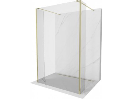 MEXEN/S - Kioto Sprchová zástěna WALK-IN volněstojící 100 x 30 x 30 cm, transparent, zlatá 800-100-030-222-50-00-030