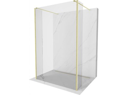 MEXEN/S - Kioto Sprchová zástěna WALK-IN volněstojící 115 x 30 x 30 cm, transparent, zlatá kartáčovaná 800-115-030-222-55-00-030