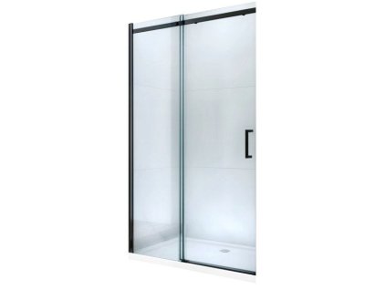 MEXEN - Omega posuvné sprchové dveře 130, transparent, černá se sadou pro niku 825-130-000-70-00