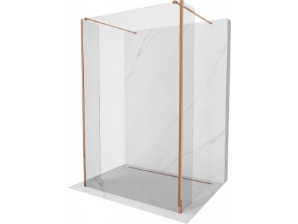 MEXEN/S - Kioto Sprchová zástěna WALK-IN volněstojící 115 x 30 x 30 cm, transparent, růžové zlato 800-115-030-222-60-00-030