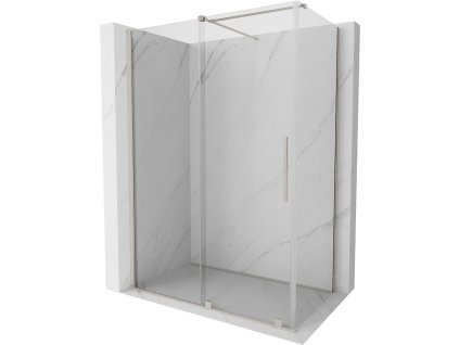 MEXEN/S - Velar sprchový kout, posuvné dveře 140 x 85 cm, transparent, nikl kartáčovaná 871-140-085-01-97