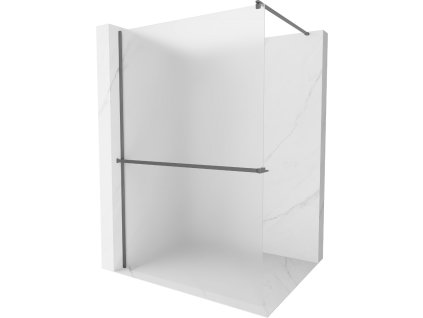 MEXEN/S - Kioto+ Sprchová zástěna s poličkou WALK-IN 70 x 200 cm, dekor, grafit metal 800-070-121-95-30