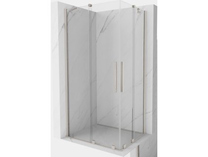 MEXEN/S - Velar Duo sprchový kout, posuvné dveře 90 x 80 cm, transparent, nikl kartáčovaný 871-090-080-02-97