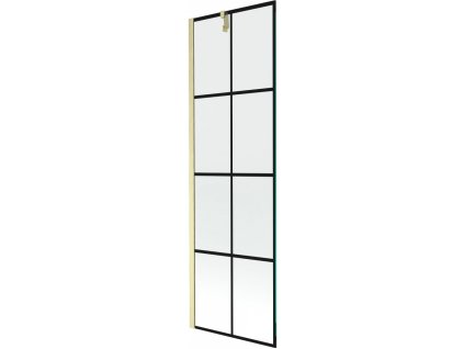 MEXEN/S - Next vanová zástěna FIX 60 x 150 cm, černá vzor, zlatá kartáčovaná 895-060-000-00-77-55