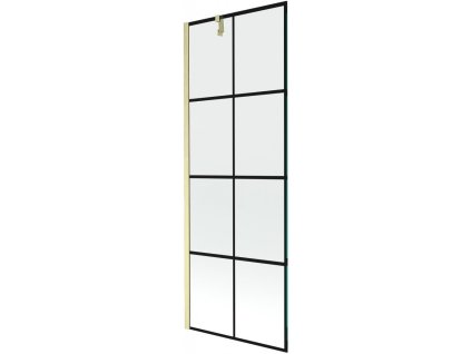 MEXEN/S - Next vanová zástěna FIX 70 x 150 cm, černá vzor, zlatá kartáčovaná 895-070-000-00-77-55