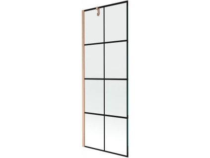 MEXEN/S - Next vanová zástěna FIX 70 x 150 cm, černá vzor, měď kartáčovaná - 895-070-000-00-70-77 895-070-000-00-77-65