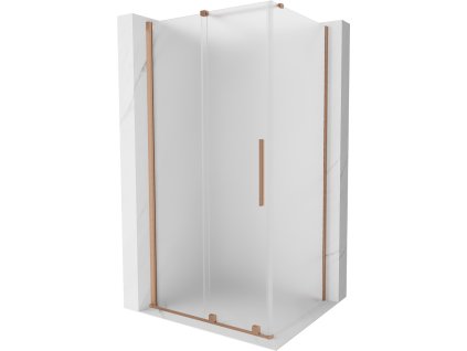MEXEN/S - Velar sprchový kout, posuvné dveře 130 x 100 cm, dekor, měď kartáčovaná 871-130-100-31-65