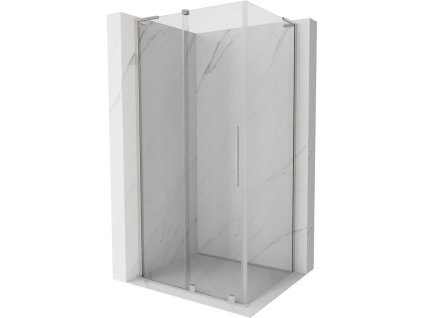 MEXEN/S - Velar L sprchový kout, posuvné dveře 100 x 90 cm, transparent, nikl kartáčovaný 871-100-090-03-97