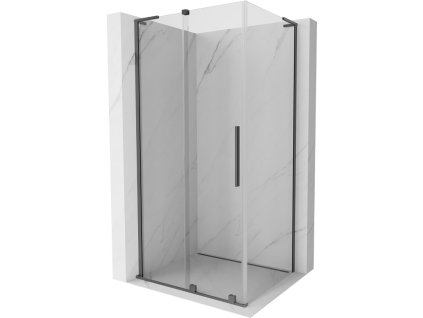MEXEN/S - Velar L sprchový kout, posuvné dveře 100 x 90 cm, transparent, grafit metal 871-100-090-03-95