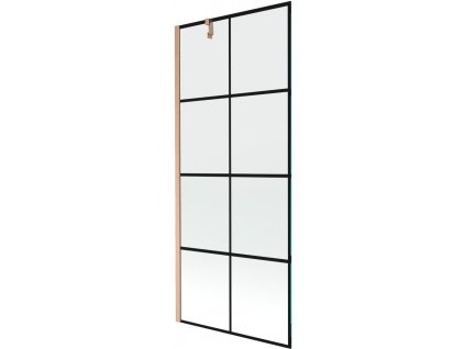 MEXEN/S - Next vanová zástěna FIX 80 x 150, černá vzor, měď kartáčovaná - 895-080-000-00-70-77 895-080-000-00-77-65