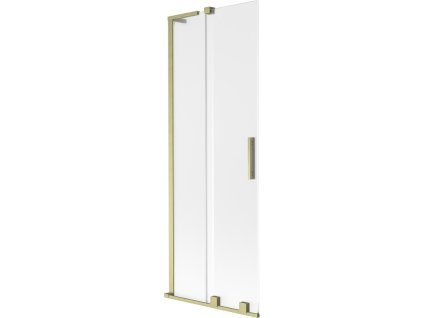 MEXEN/S - Velar L dvoukřídlá posuvná vanová zástěna 75 x 150 cm, dekor, zlatá kartáčovaná 896-075-003-31-55