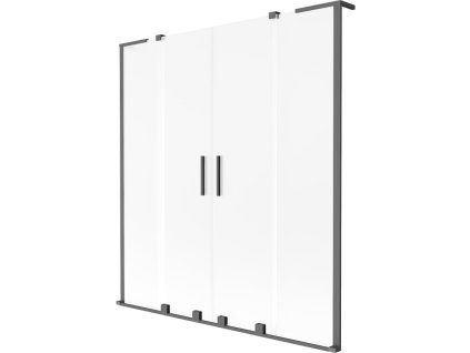 MEXEN/S - Velar L Duo dvoukřídlá posuvná vanová zástěna 140 x 150, dekor, grafit metal 896-140-003-32-95