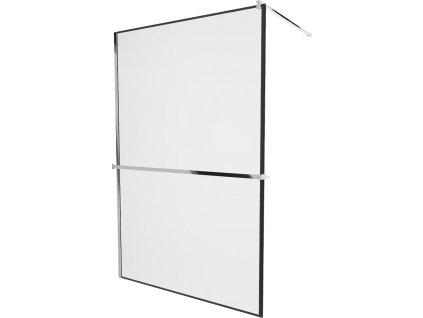 MEXEN/S - KIOTO Sprchová zástěna WALK-IN s poličkou a držákem ručníků 90 x 200, transparent/černá 8 mm, chrom 800-090-121-01-70