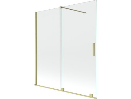 MEXEN/S - Velar Dvoukřídlá posuvná vanová zástěna 150 x 150 cm, transparent, zlatá kartáčovaná 896-150-000-01-55