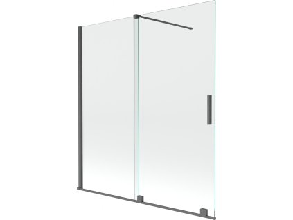 MEXEN/S - Velar Dvoukřídlá posuvná vanová zástěna 150 x 150 cm, transparent, grafit kartáčovaná 896-150-000-01-66
