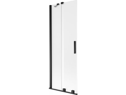 MEXEN/S - Velar dvoukřídlá posuvná vanová zástěna 70 x 150 cm, dekor, černá 896-070-000-31-70