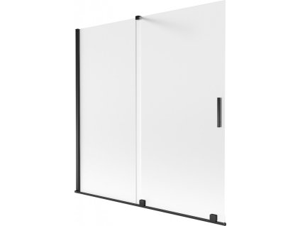 MEXEN/S - Velar dvoukřídlá posuvná vanová zástěna 160 x 150 cm, dekor, černá 896-160-000-31-70