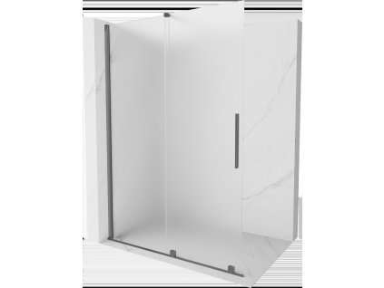 MEXEN/S - Velar Sprchová zástěna posuvná Walk-in 140 x 200 cm, dekor 8 mm, grafit metal 871-140-000-33-95